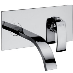 miscelatore lavabo a muro con piastra serie ray di jacuzzi rubinetteria in ottone cromato 1