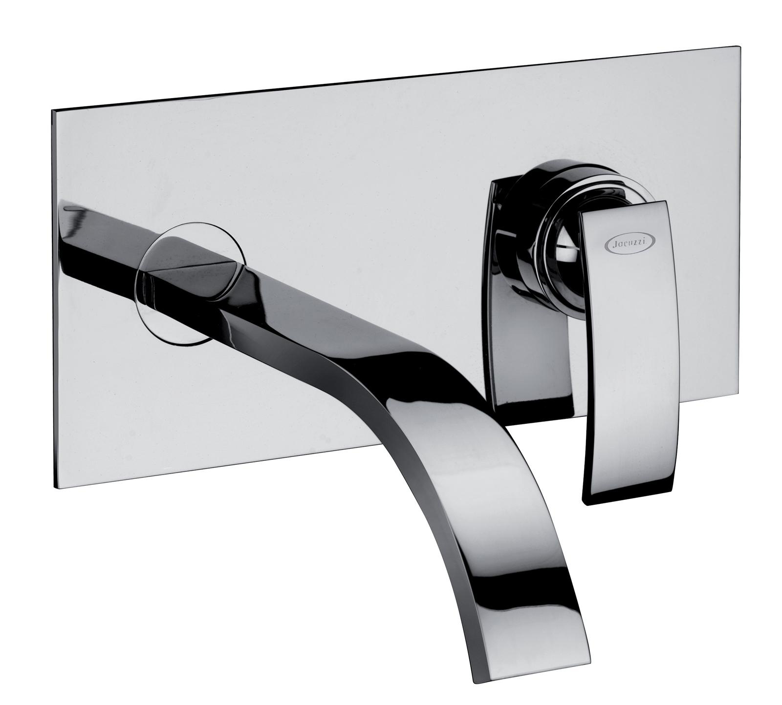 miscelatore lavabo a muro con piastra serie ray di jacuzzi rubinetteria in ottone cromato 1