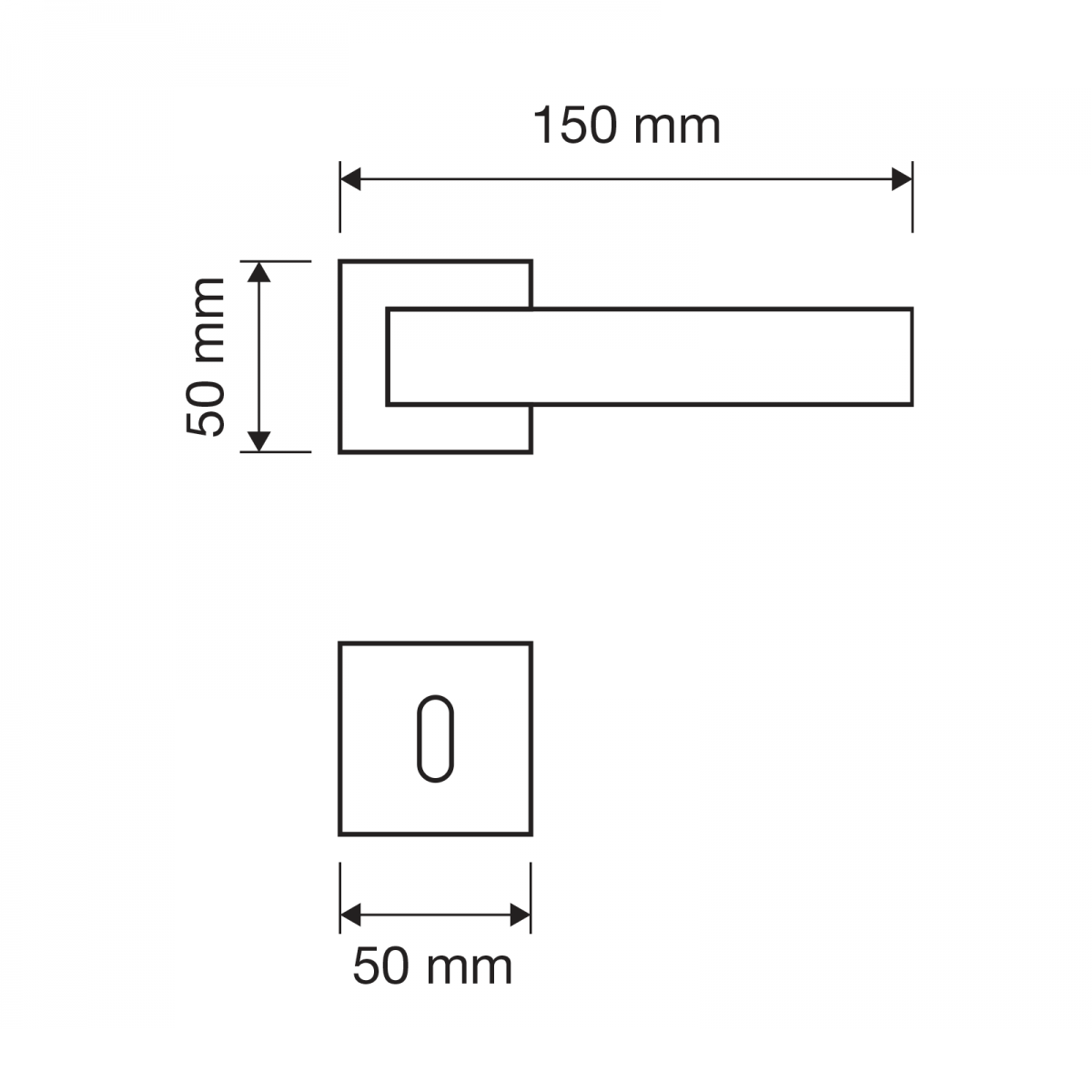 maniglia per porta interna trio zincral linea cali rosetta quadrata bassa 2