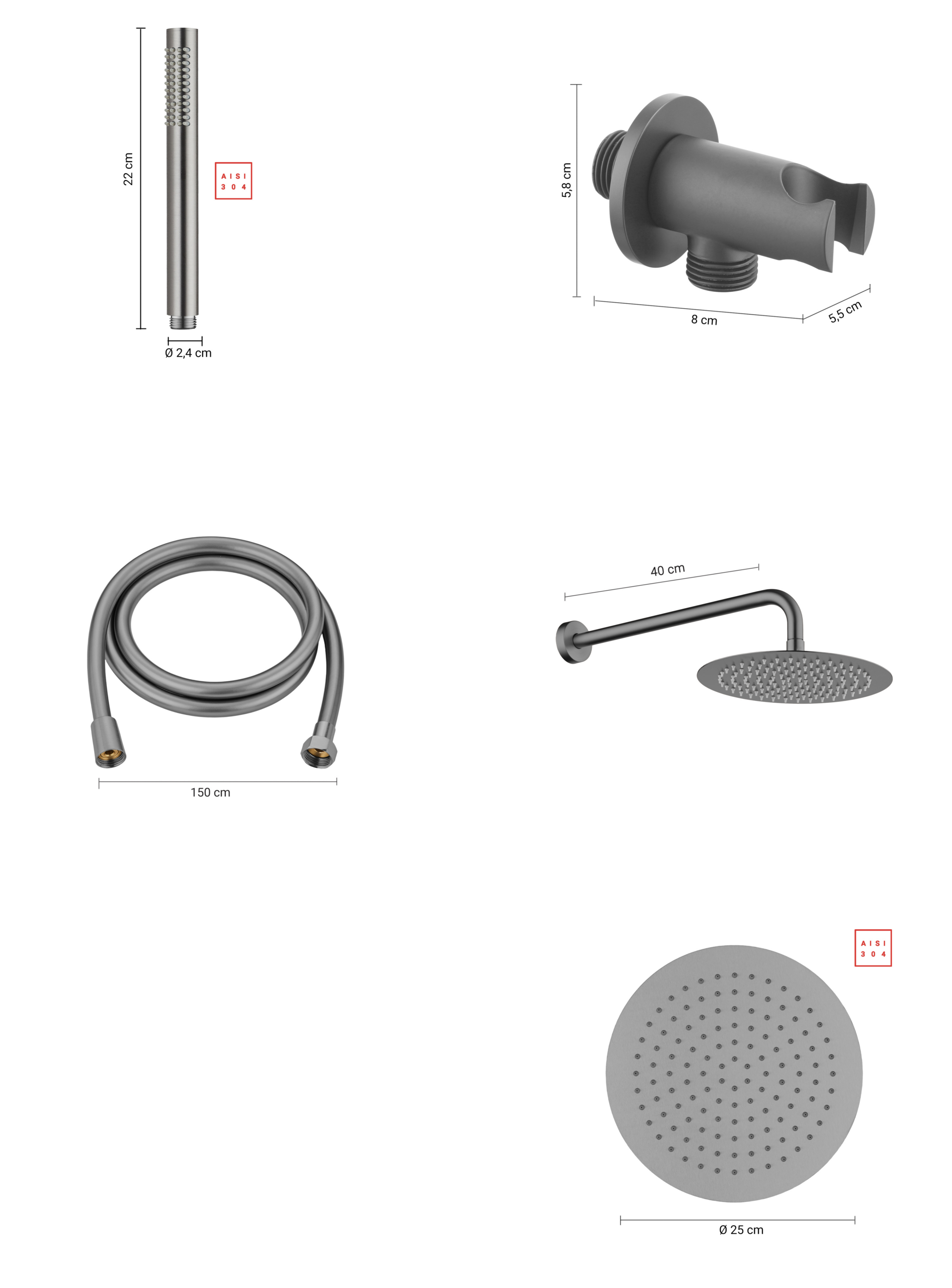 Kit Doccia Tondo in Acciaio High Pro Plus - immagine 7