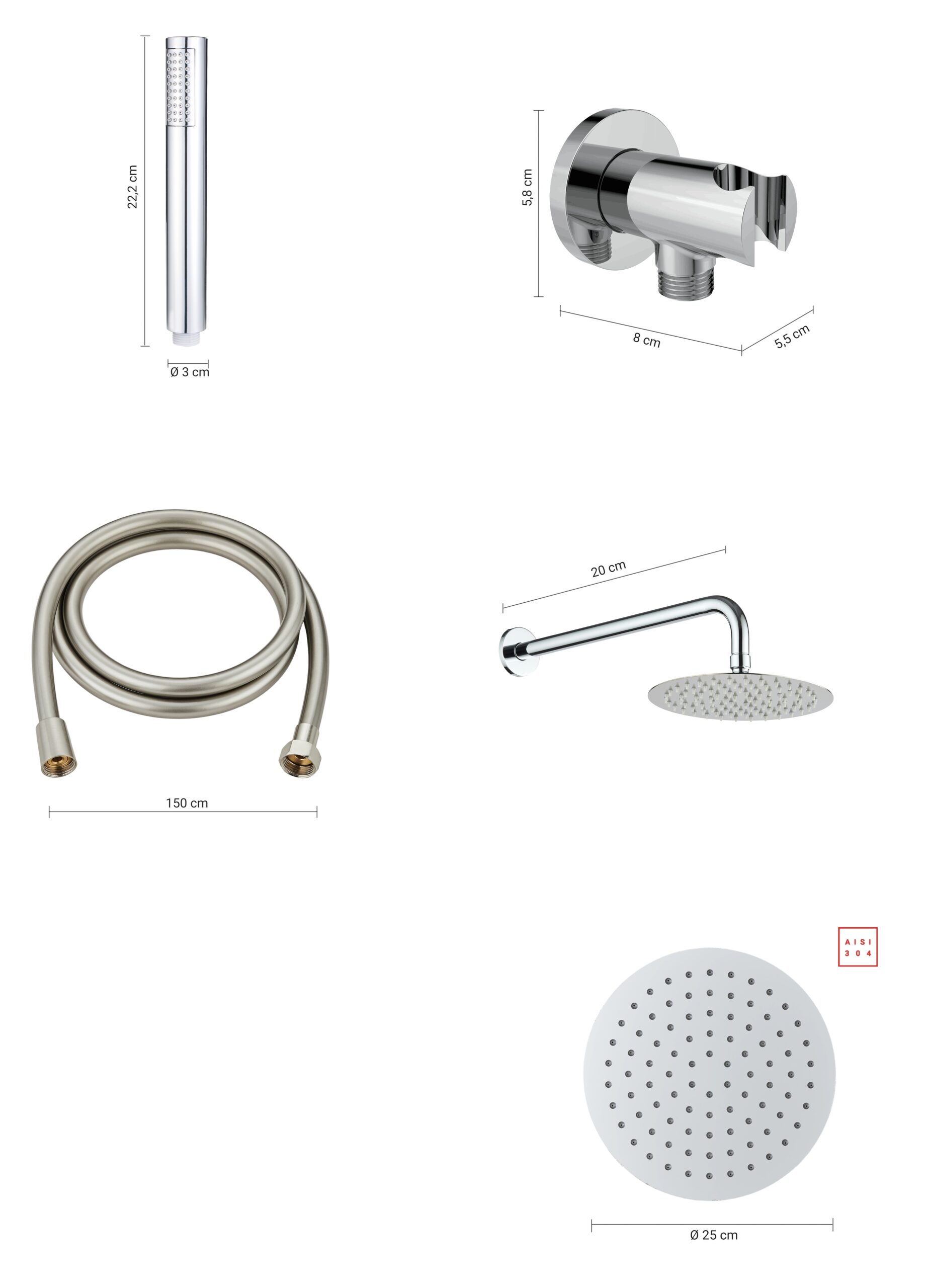 Kit Doccia Tondo in Acciaio High Pro Star - immagine 4