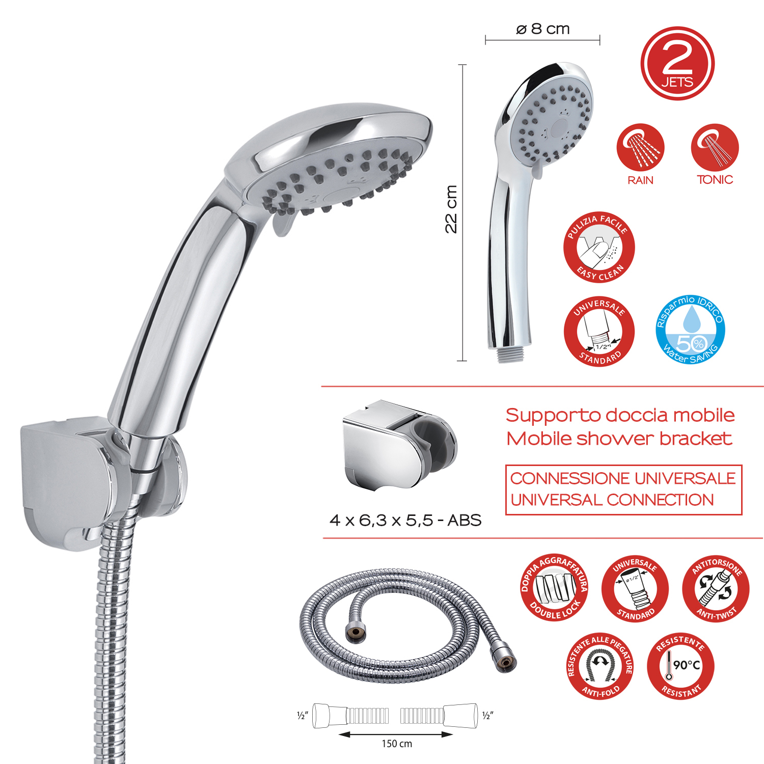 Kit Doccetta con Supporto Fisso 2 Jet Star 01 - immagine 2